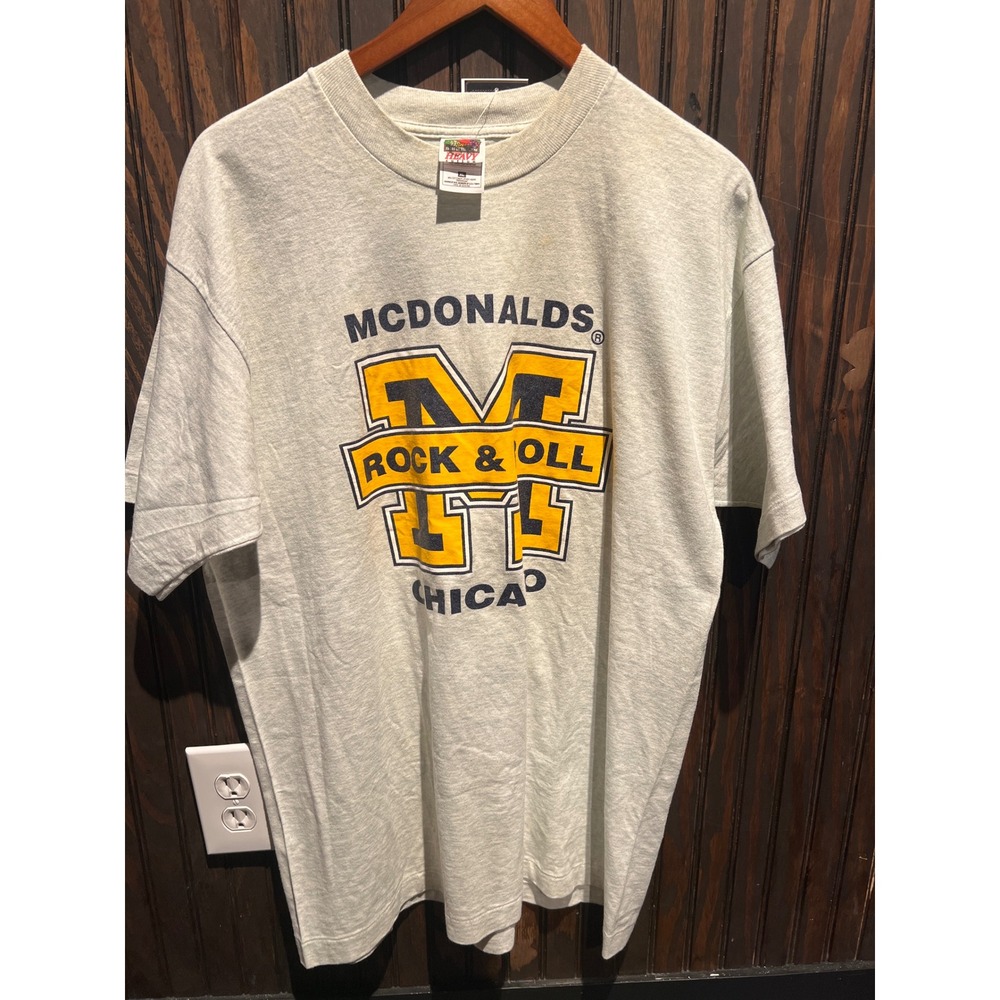 Vintage 90s Rock N Roll McDonalds Chicago T Shirt Fruit of the Loom Gray L